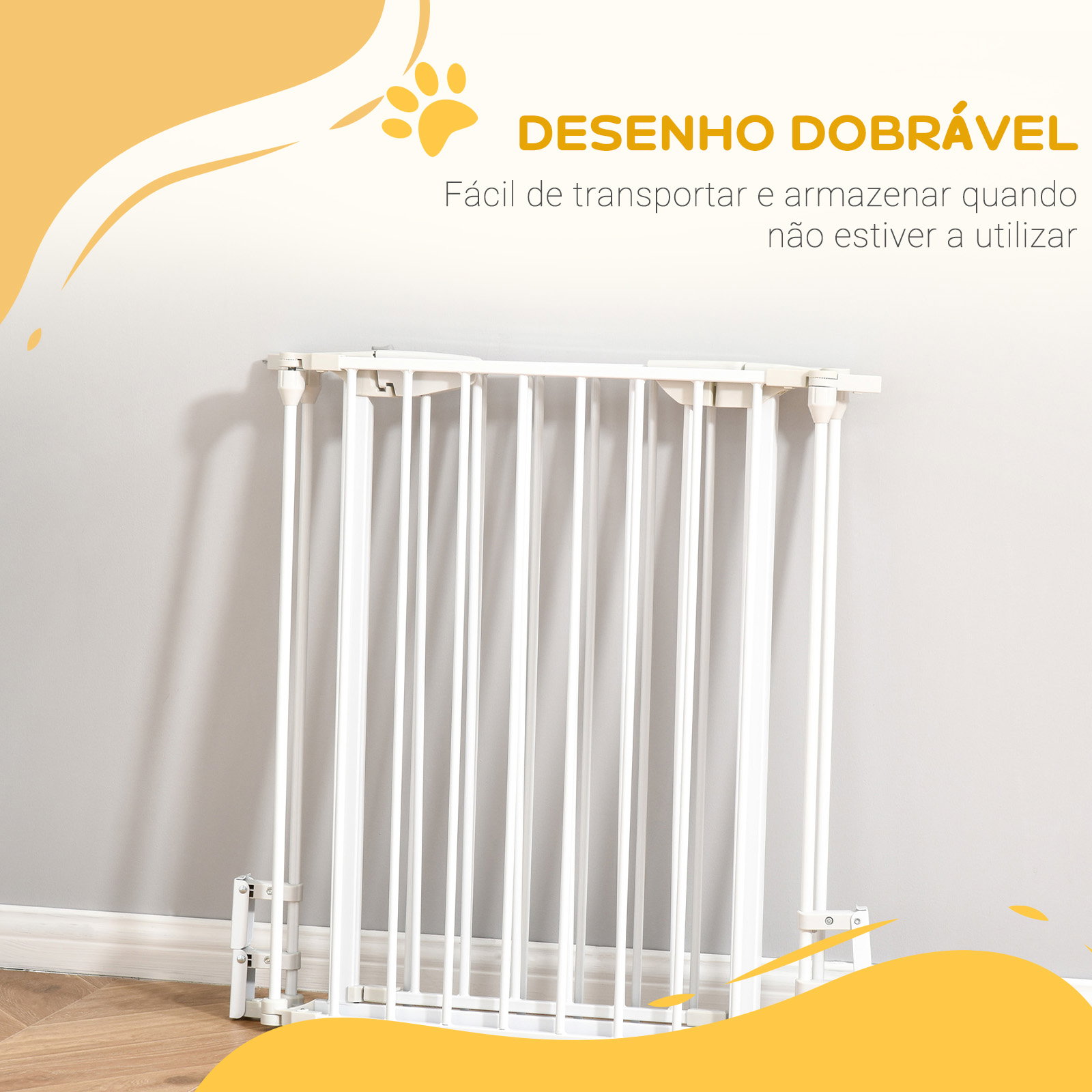 Barreira de Segurança para Animais de Estimação Barreira Dobrável de 3 Painéis 180x74,5 cm Branco