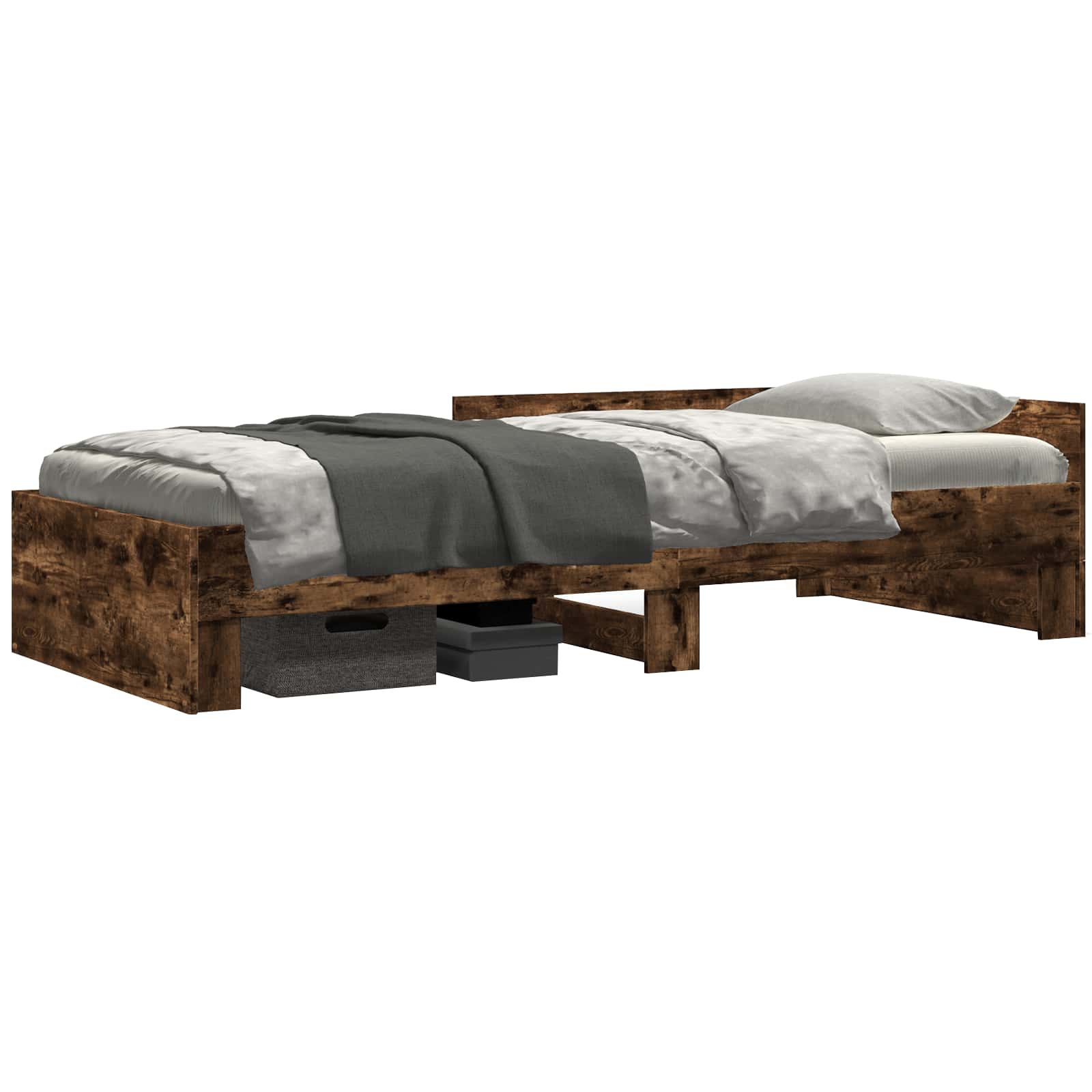 Estrutura de cama com cabeceira carvalho fumado 80 x 200 cm