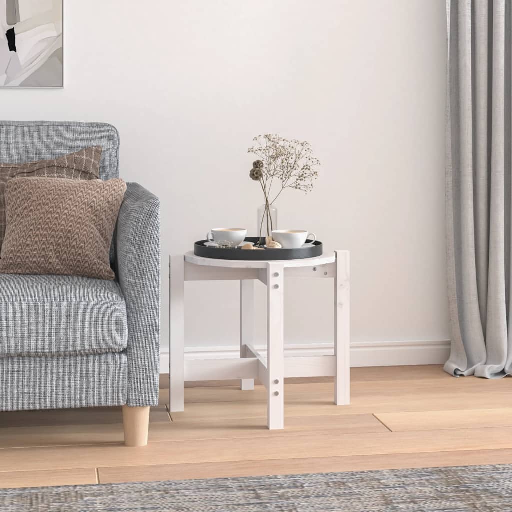 Mesa de centro ø 52,5x45 cm madeira de pinho maciça branco