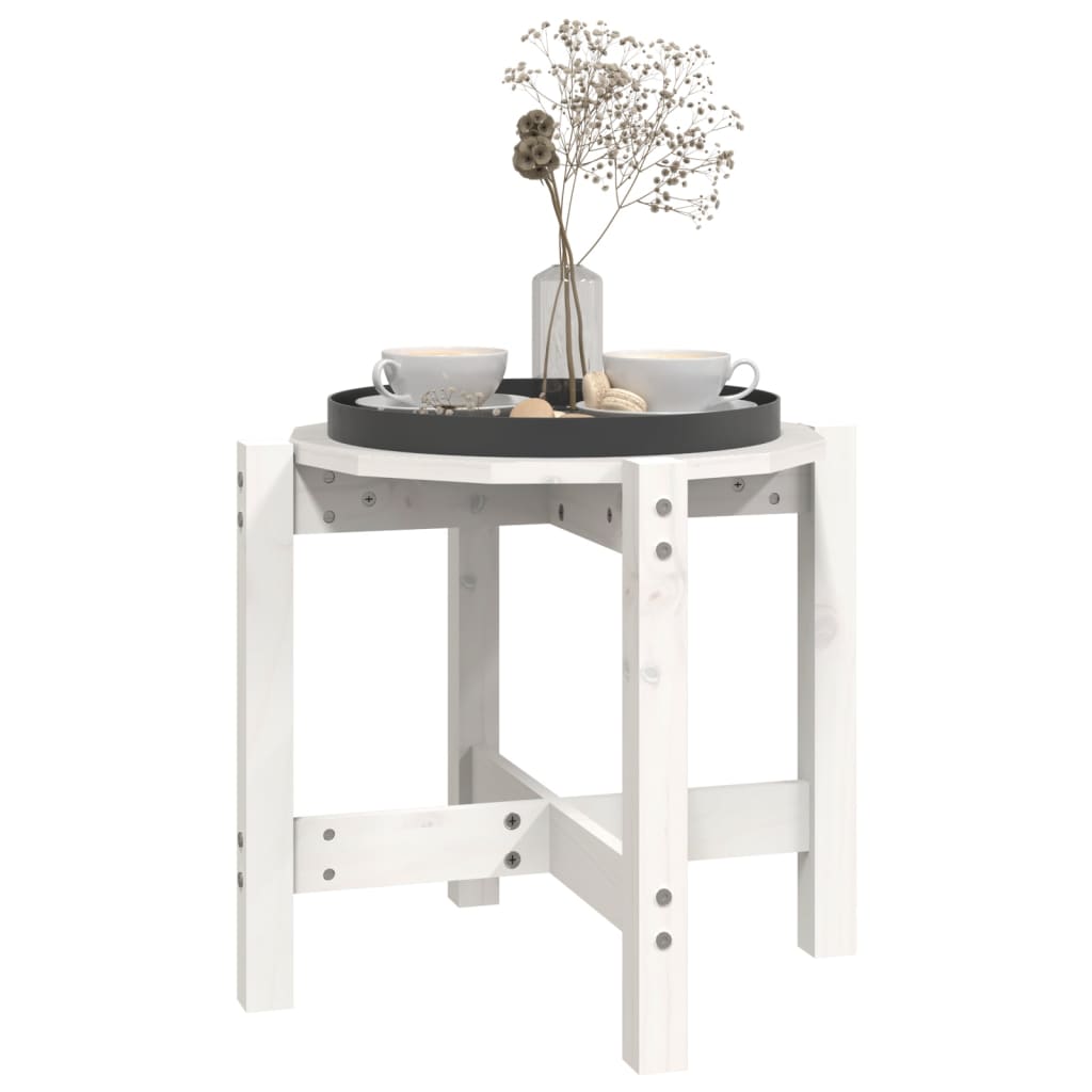 Mesa de centro ø 52,5x45 cm madeira de pinho maciça branco
