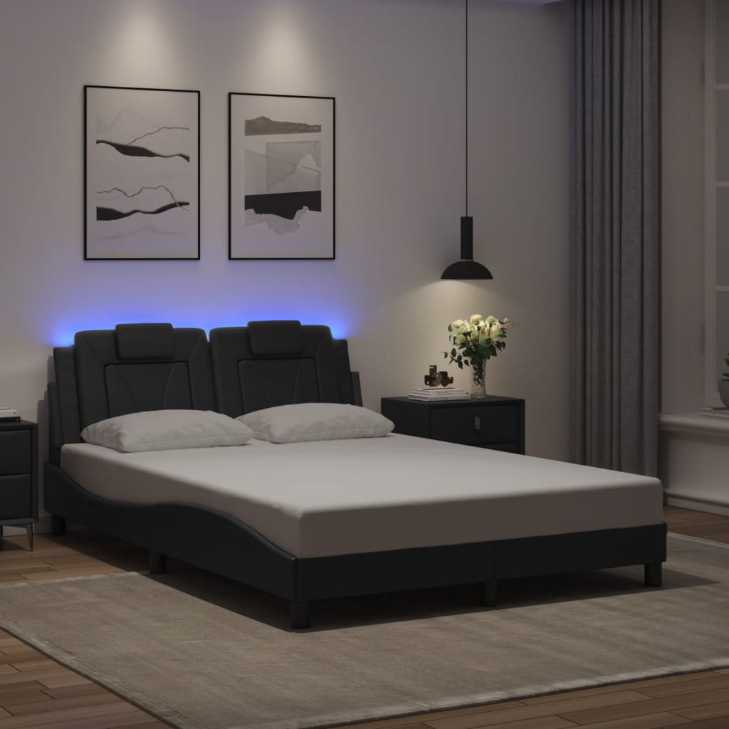 Estrutura de cama viana com LED sem colchão 120x200cm preto