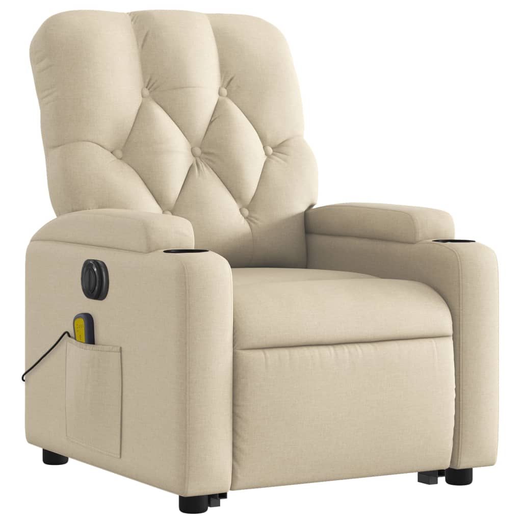 Poltrona elétrica elevatória massagens tecido creme