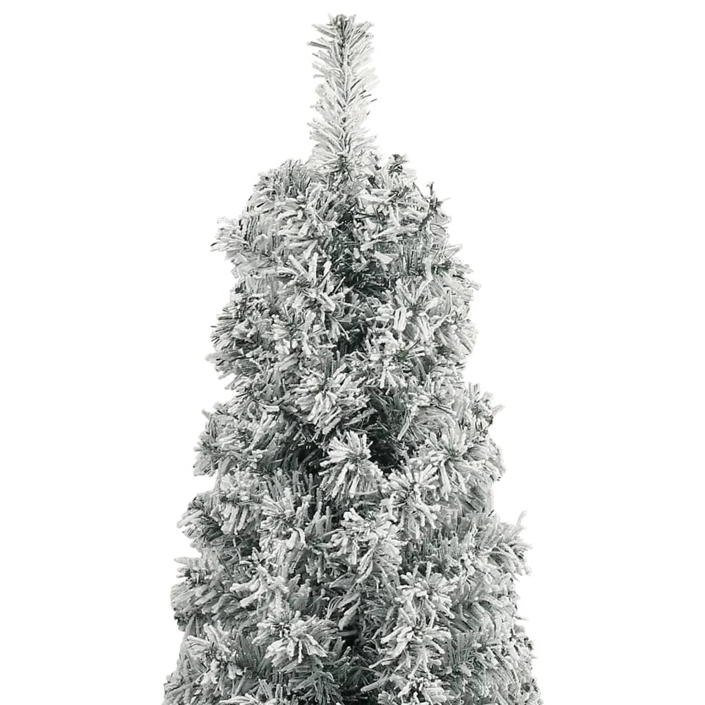 Árvore de natal fina c/ suporte e flocos de neve 300 cm PVC