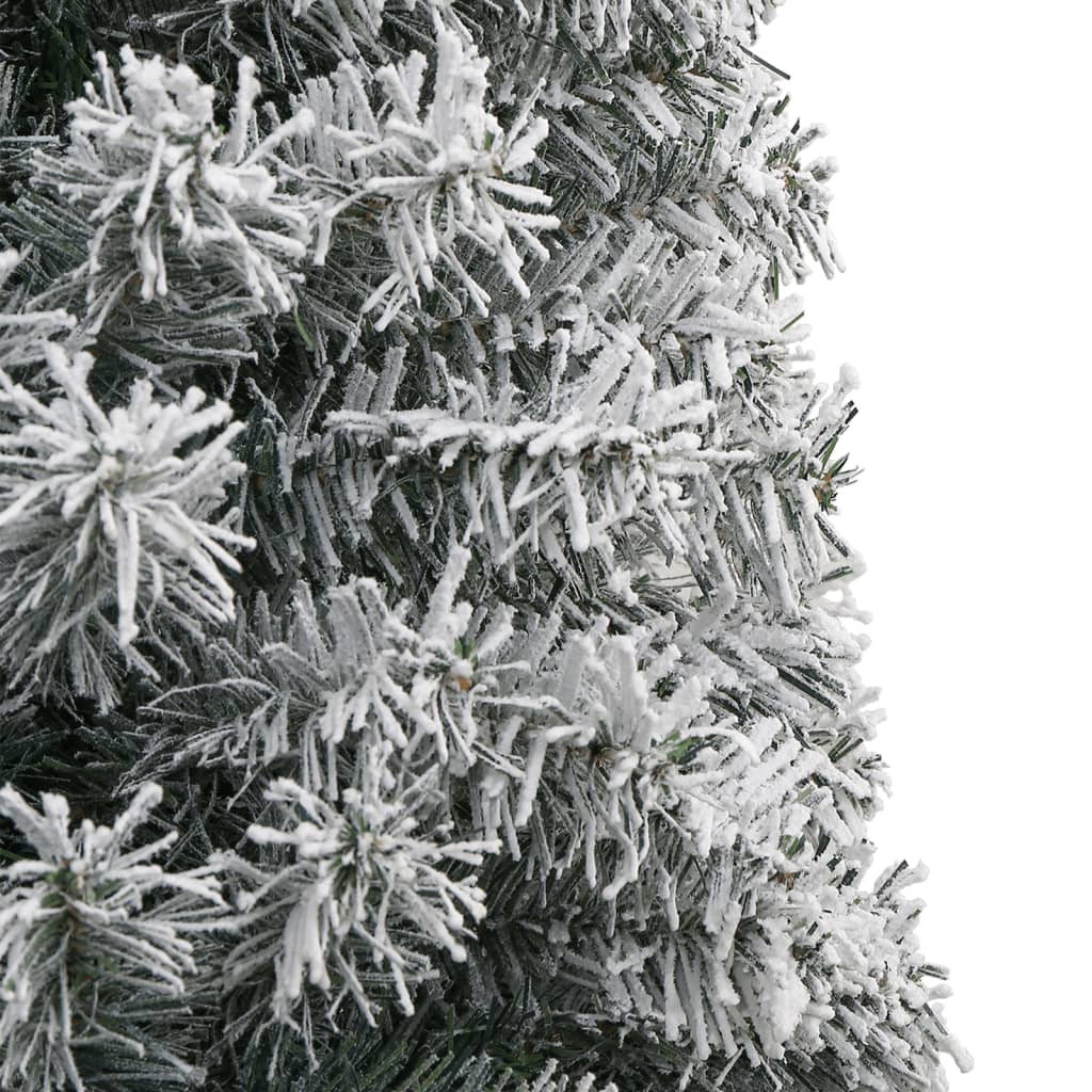 Árvore de natal fina c/ suporte e flocos de neve 300 cm PVC