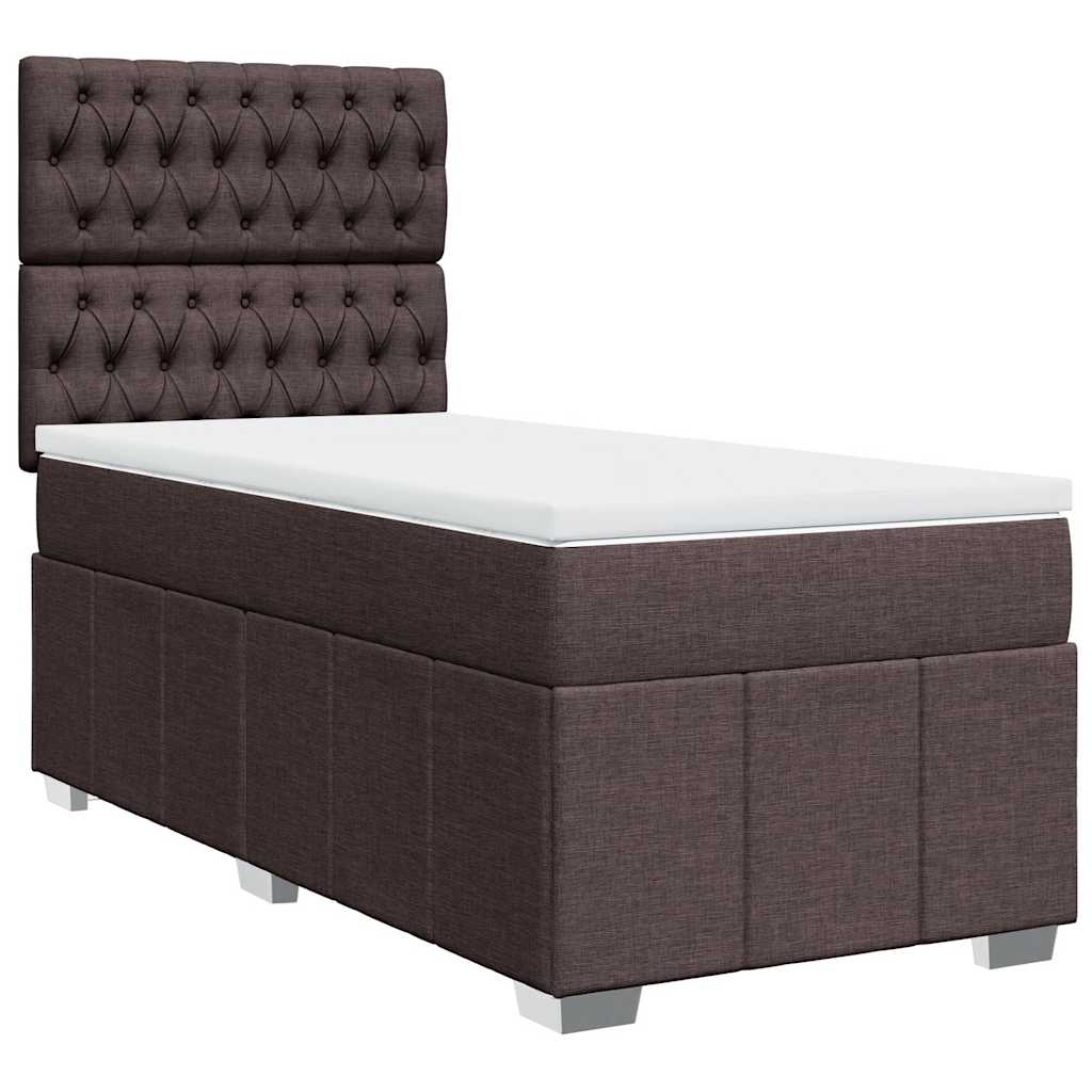 Cama com molas/colchão 90x200 cm tecido castanho-escuro