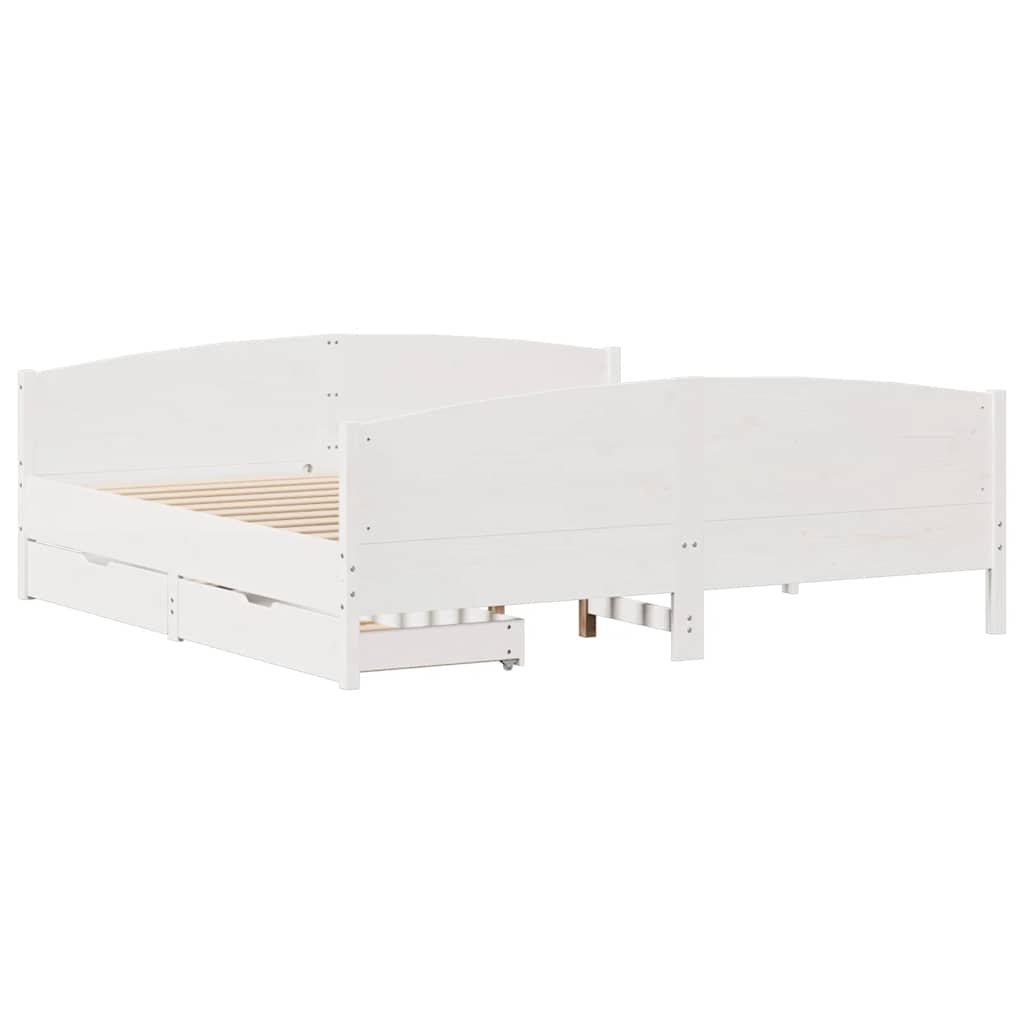 Cama sem colchão 200x200 cm madeira de pinho maciça branco