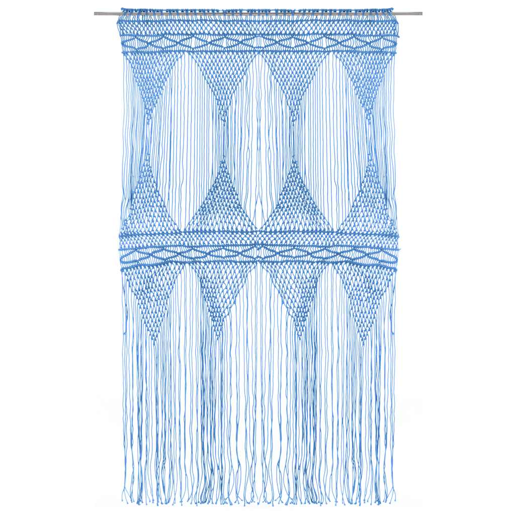 Cortina em macramé 140x240 cm algodão azul