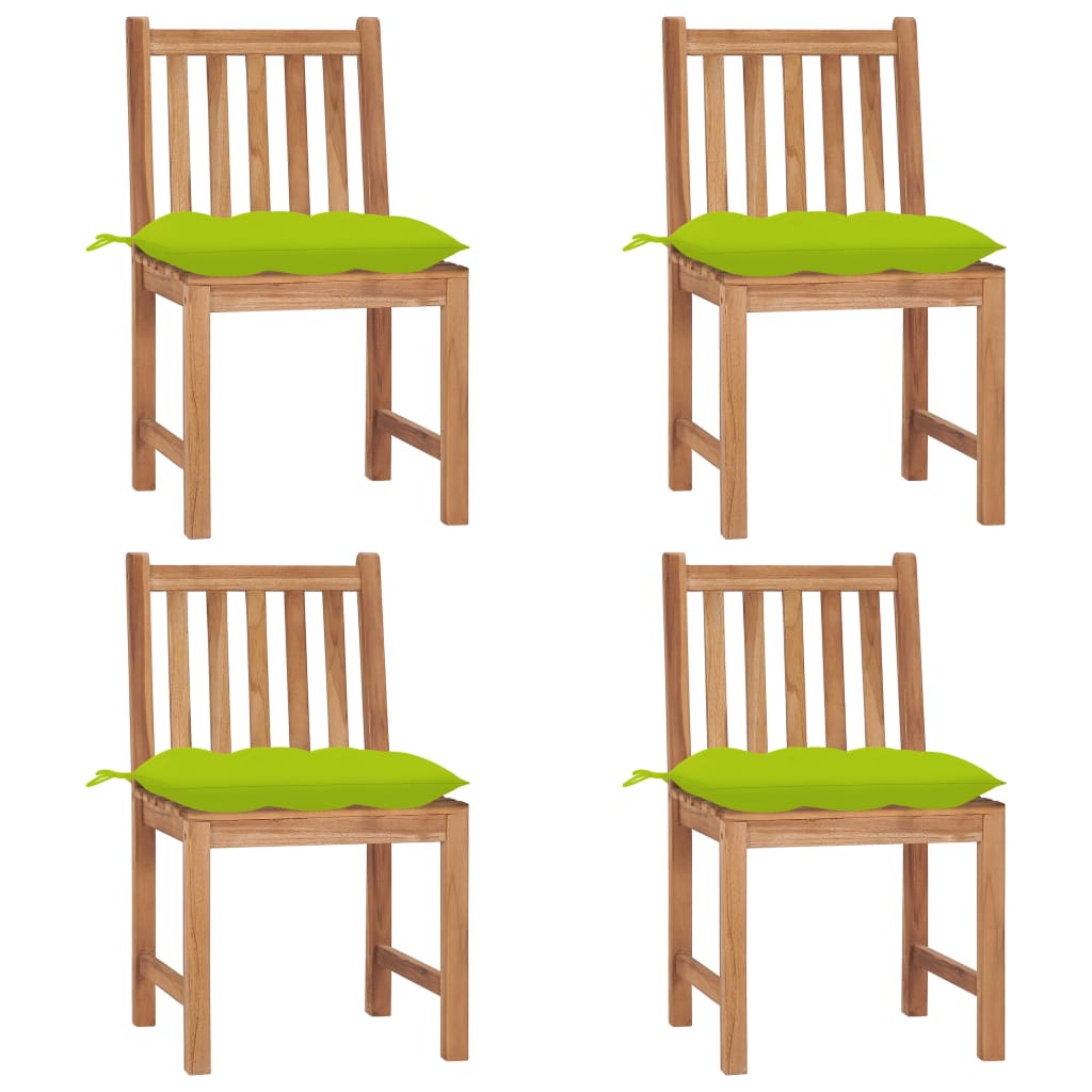Cadeiras de jardim c/ almofadões 4 pcs madeira de teca maciça