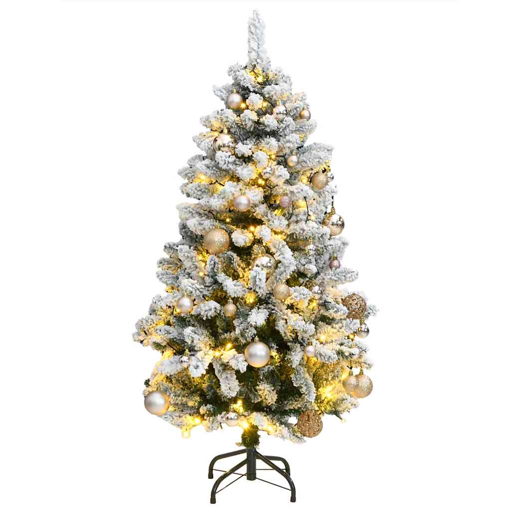 Árvore natal artificial articulada c/ 150 luzes LED+bolas 150cm