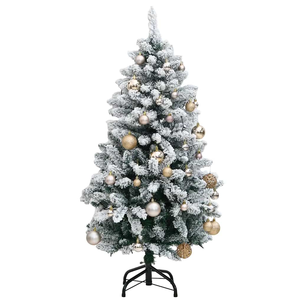 Árvore natal artificial articulada c/ 150 luzes LED+bolas 150cm