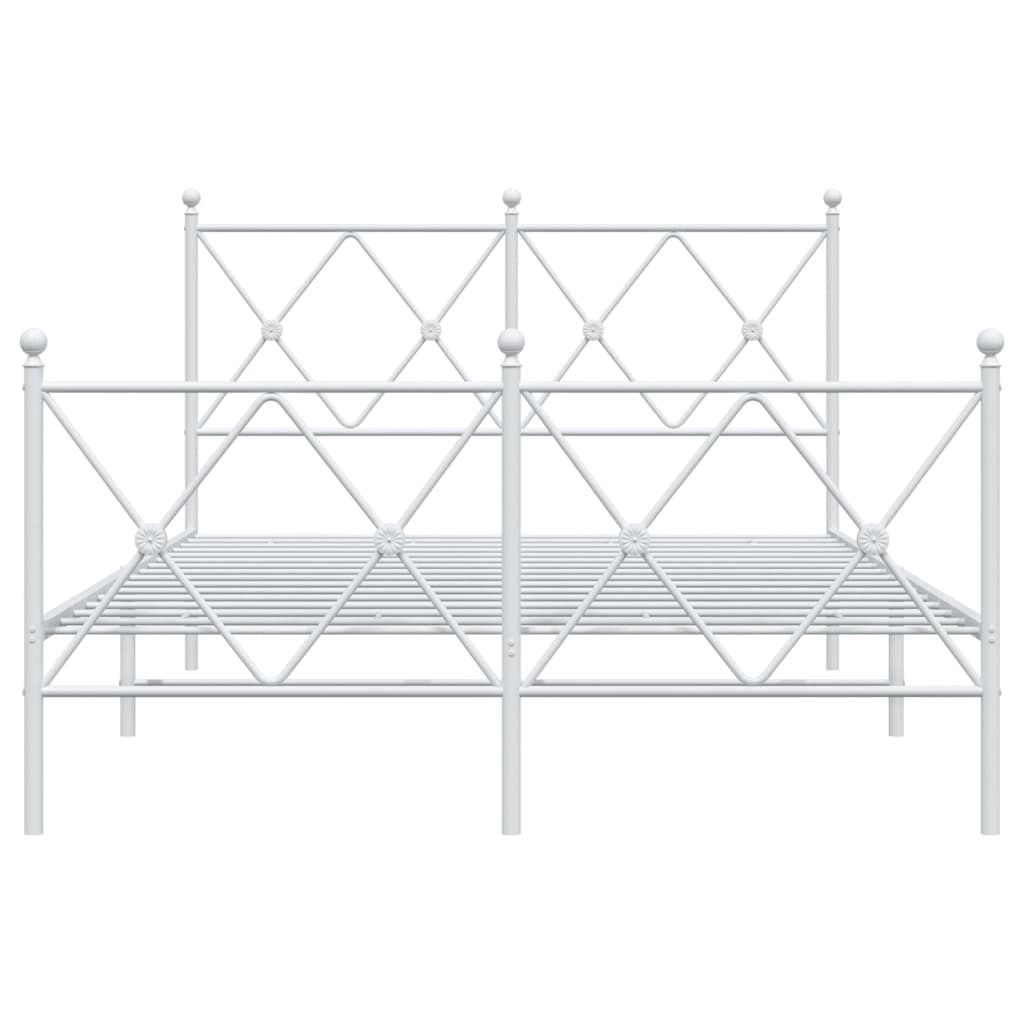 Estrutura de cama com cabeceira e pés 120x190 cm metal branco