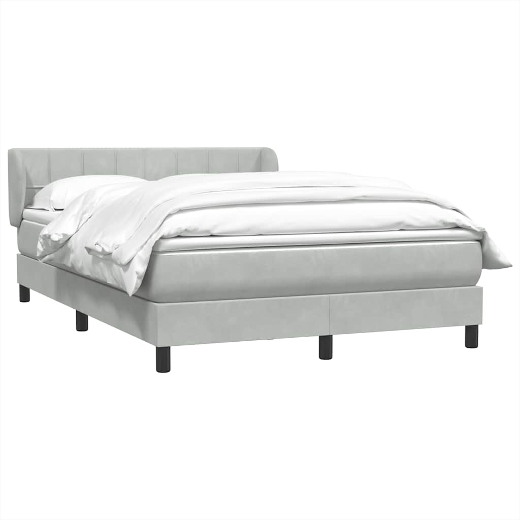 Cama com molas/colchão 160x210 cm veludo cinzento-claro