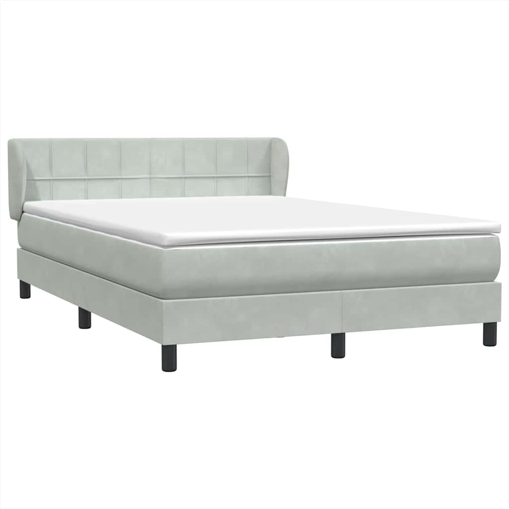 Cama com molas/colchão 160x210 cm veludo cinzento-claro