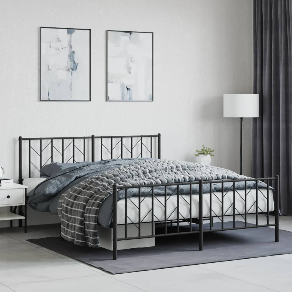 Estrutura de cama sem colchão com pés 160x200 cm preto