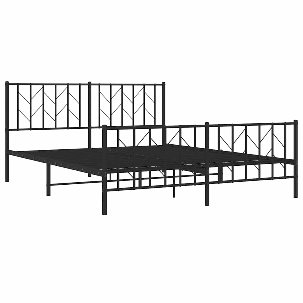Estrutura de cama sem colchão com pés 160x200 cm preto