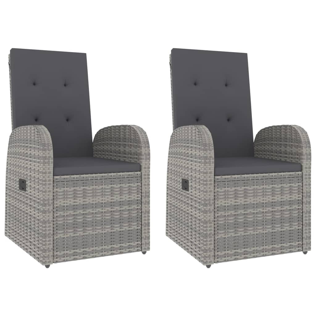 3 Pcs conjunto lounge de jardim vime PE/acácia maciça cinza