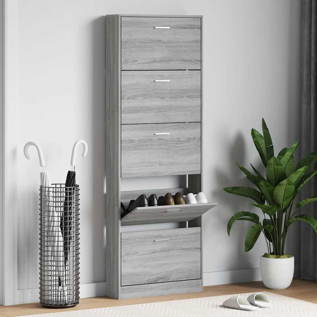 Sapateira 59x17x169 cm derivados de madeira sonoma cinza