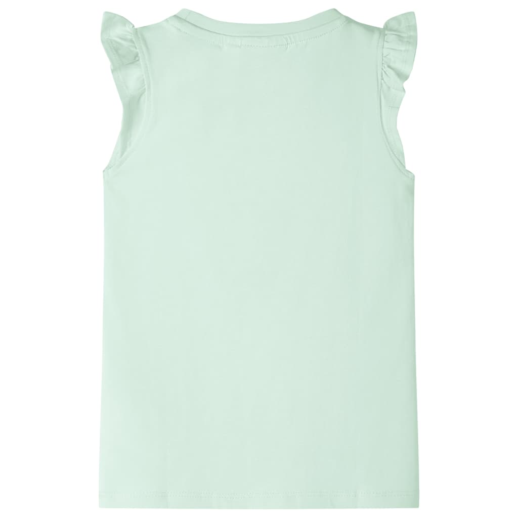 T-shirt para criança manga com folhos verde-suave 128