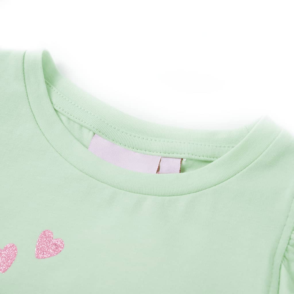 T-shirt para criança manga com folhos verde-suave 128