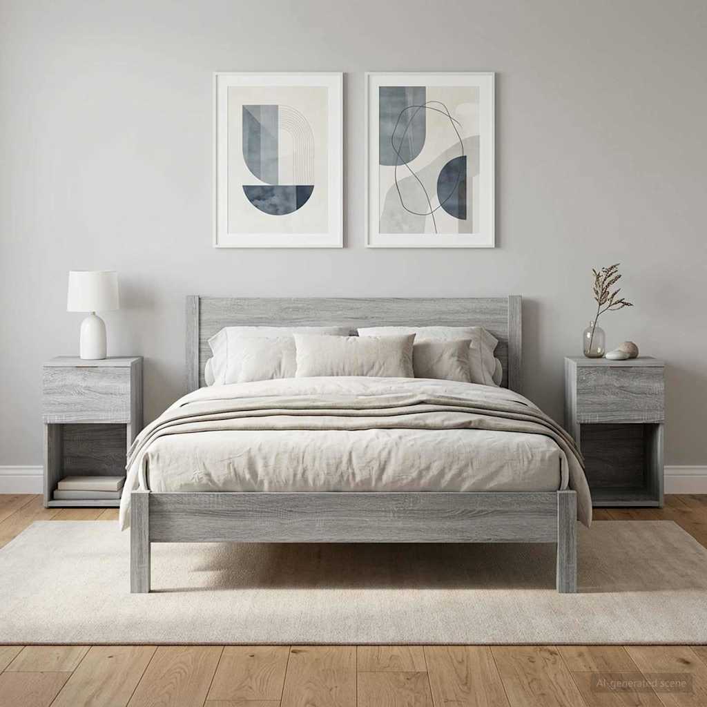 Armário de cama 2 unid. sonoma cinzento 29 x 31,5 x 49 cm