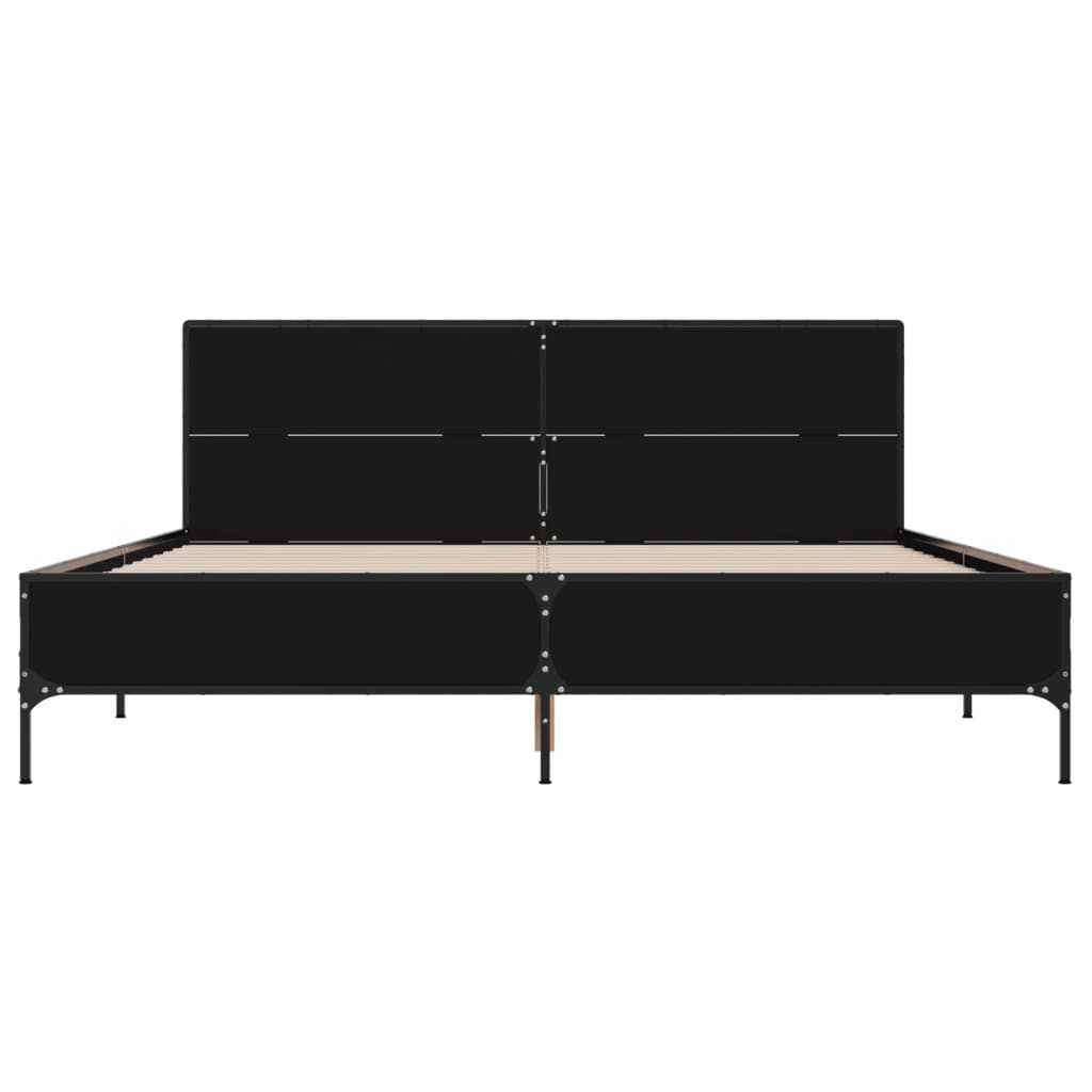 Estrutura de cama 120x190 cm derivados de madeira/metal preto
