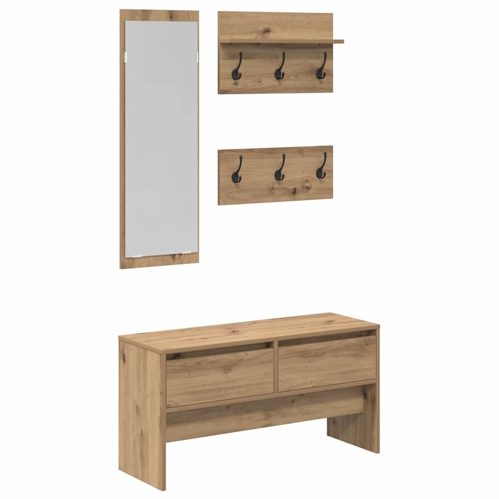 Conjunto de móveis de corredor 4 unid. carvalho artesanal