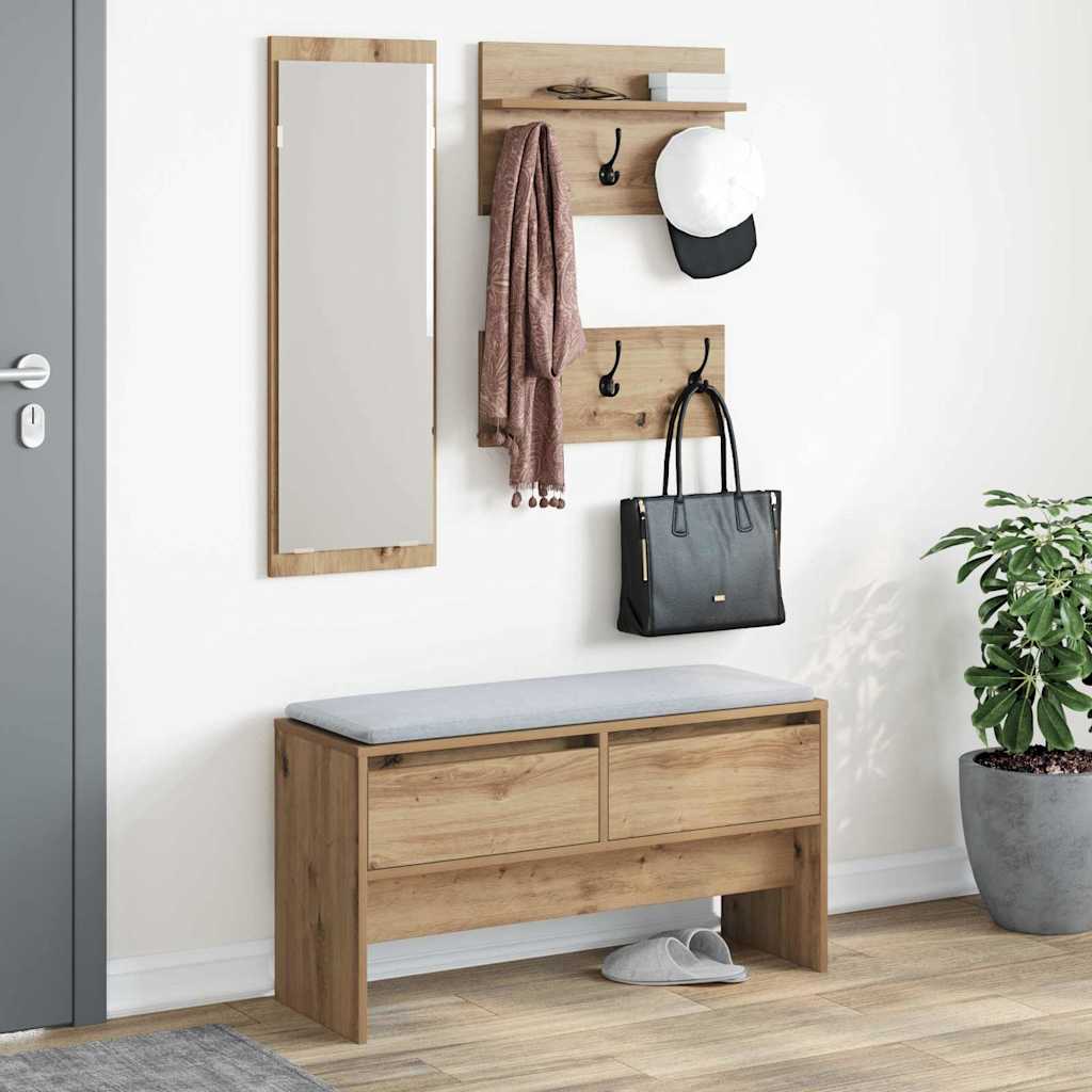 Conjunto de móveis de corredor 4 unid. carvalho artesanal