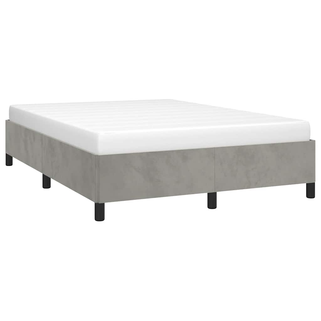Estrutura de cama sem colchão, cinza claro, 137x190 cm, veludo tamanho casal