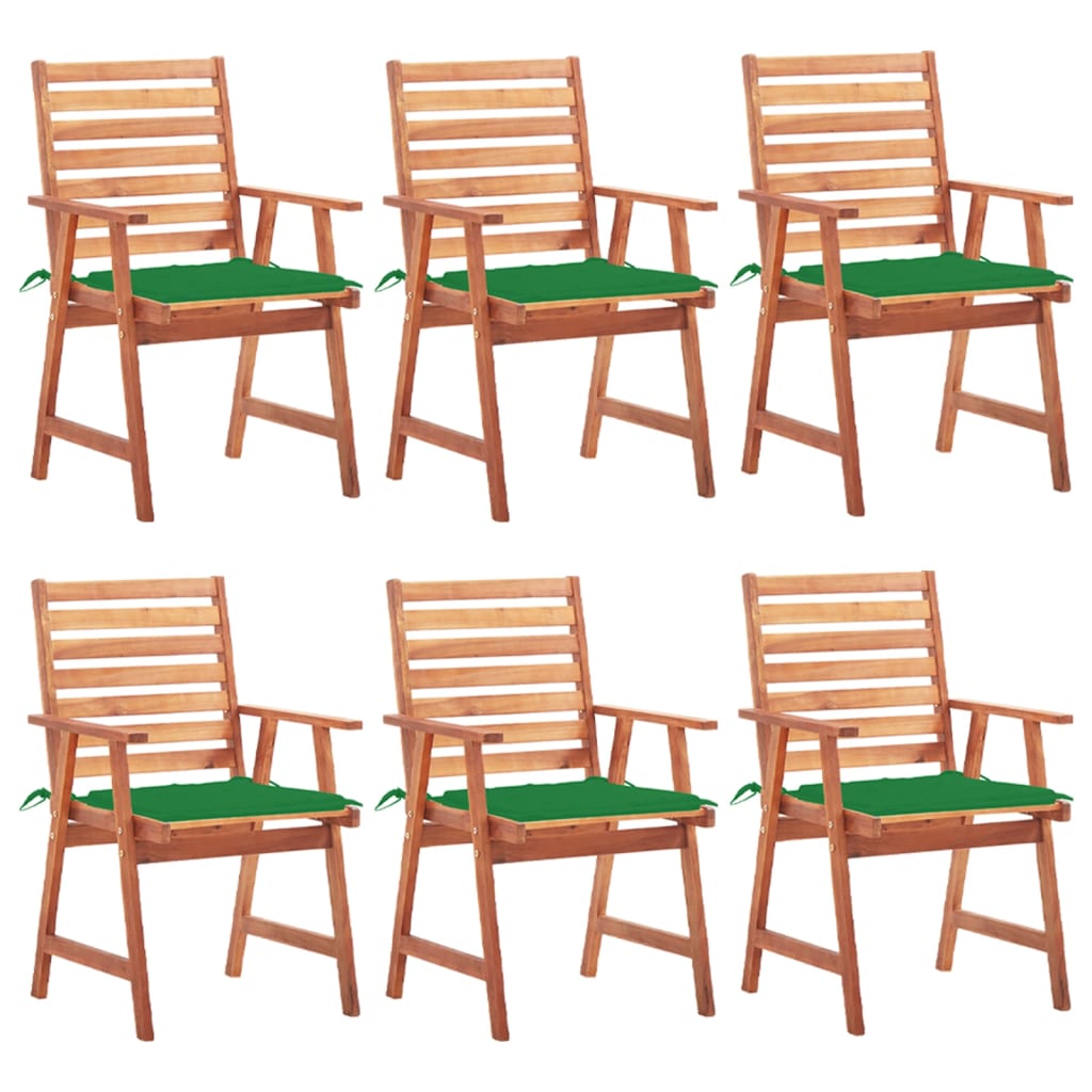 Cadeiras de jantar p/ jardim 6 pcs c/ almofadões acácia maciça