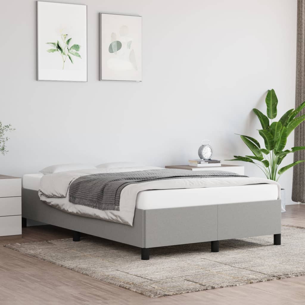 Estrutura de cama sem colchão 120x200 cm tecido cinzento-claro