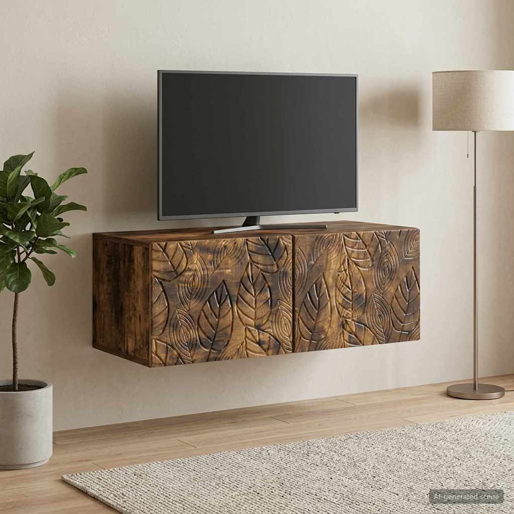 Gabinete de TV de parede 59,5 x 41 x 30 cm carvalho fumado