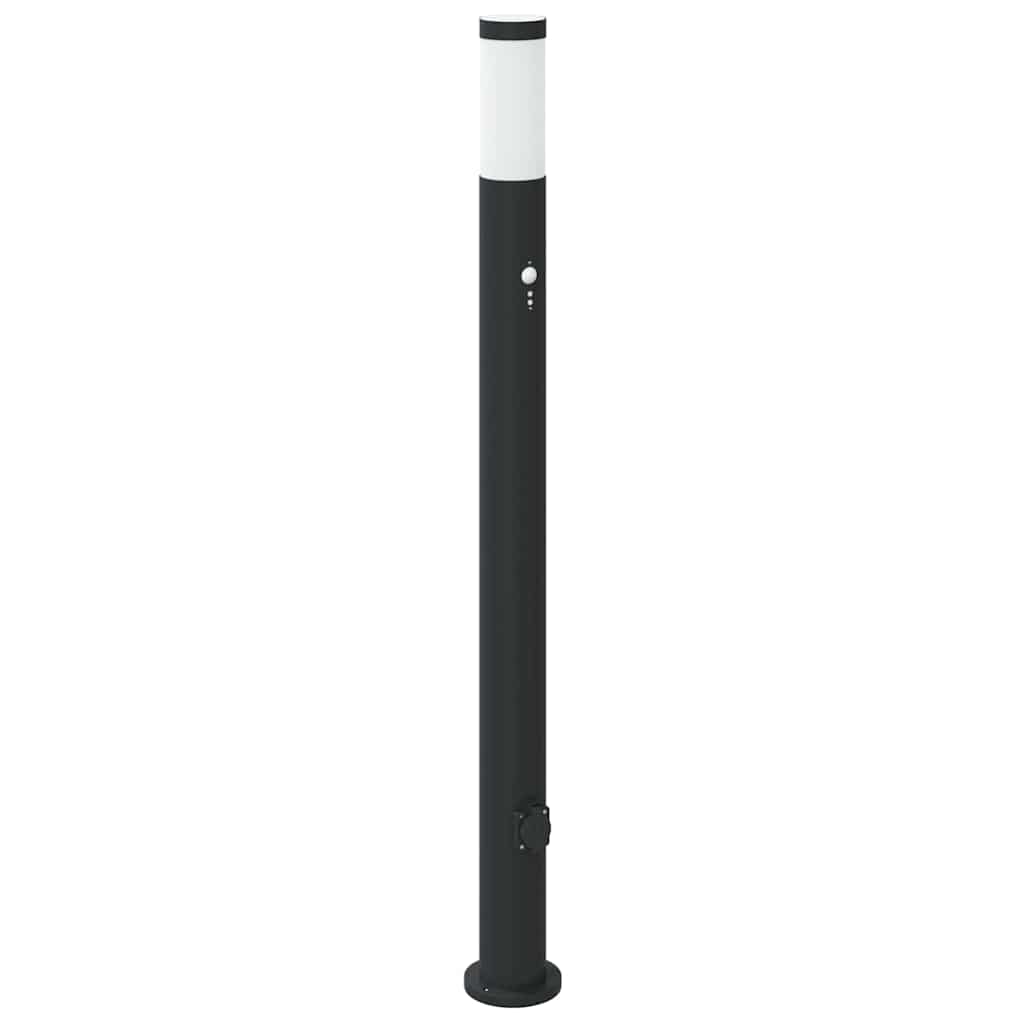 Luminárias de balizamento com sensor e tomada, 3 peças, 110 cm, aço inoxidável, IP44