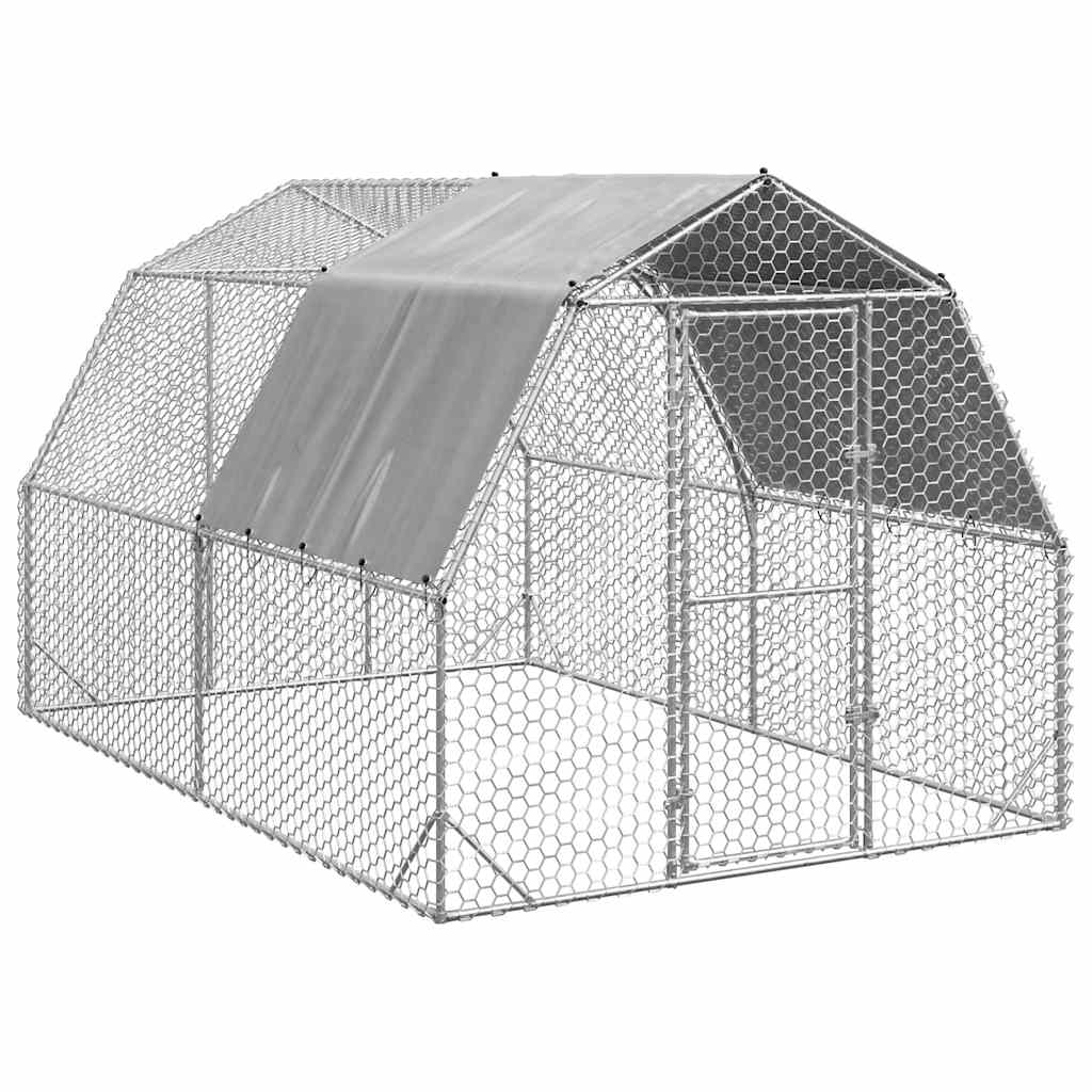 Corrida de galinhas com telhado 2,5x4x2,25 m aço galvanizado