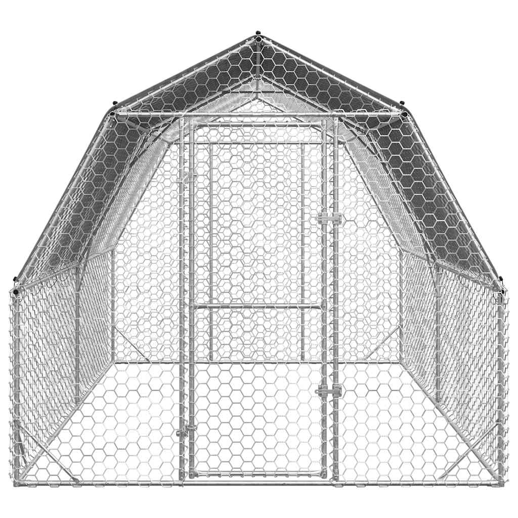 Corrida de galinhas com telhado 2,5x4x2,25 m aço galvanizado