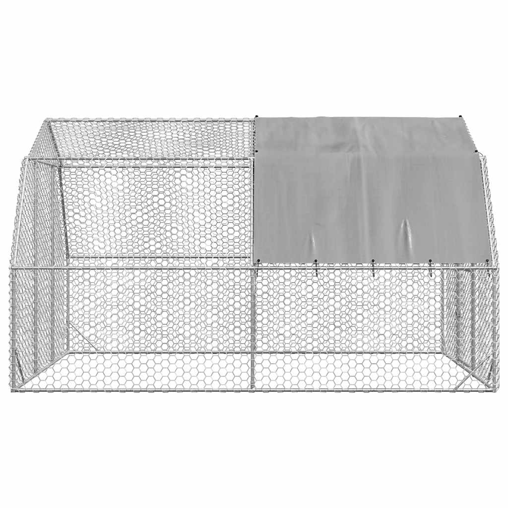 Corrida de galinhas com telhado 2,5x4x2,25 m aço galvanizado