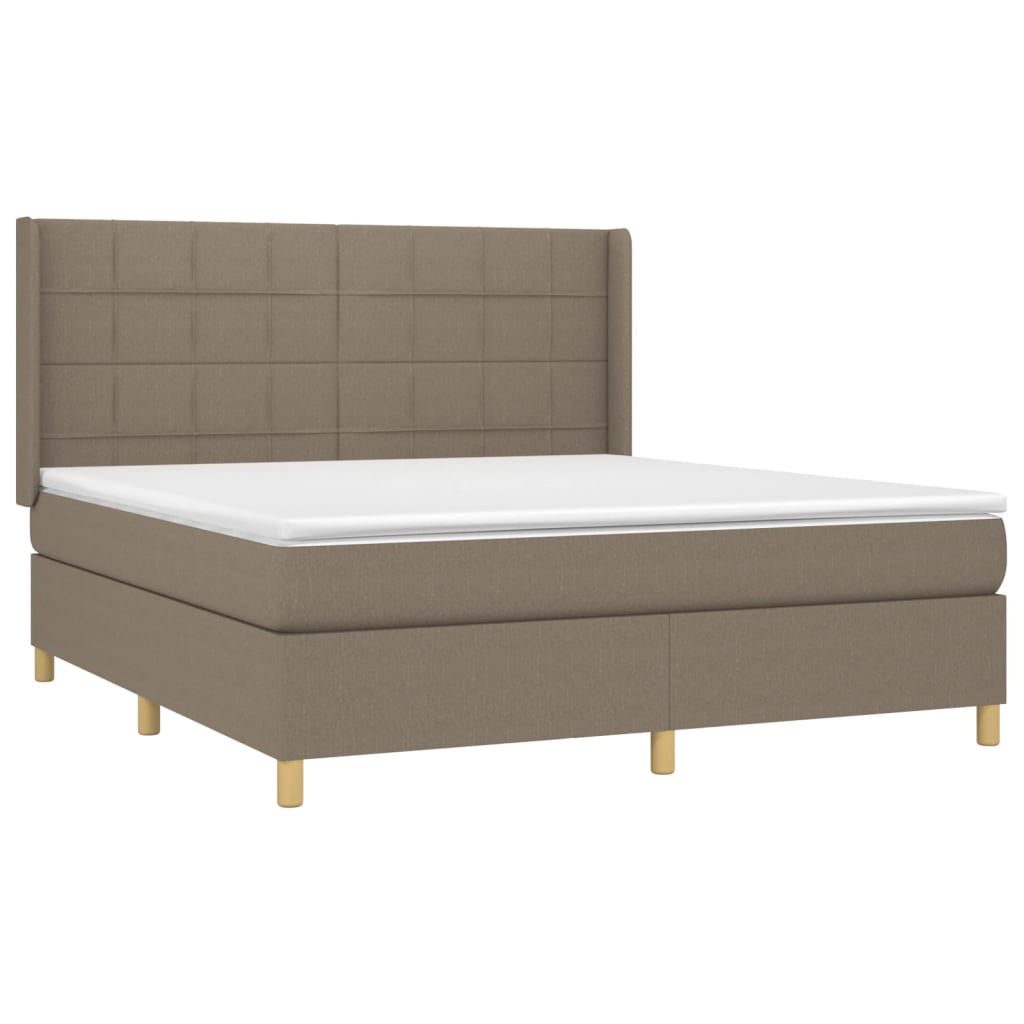 Cama box spring colchão/LED 160x200 cm tecido cinza-acastanhado