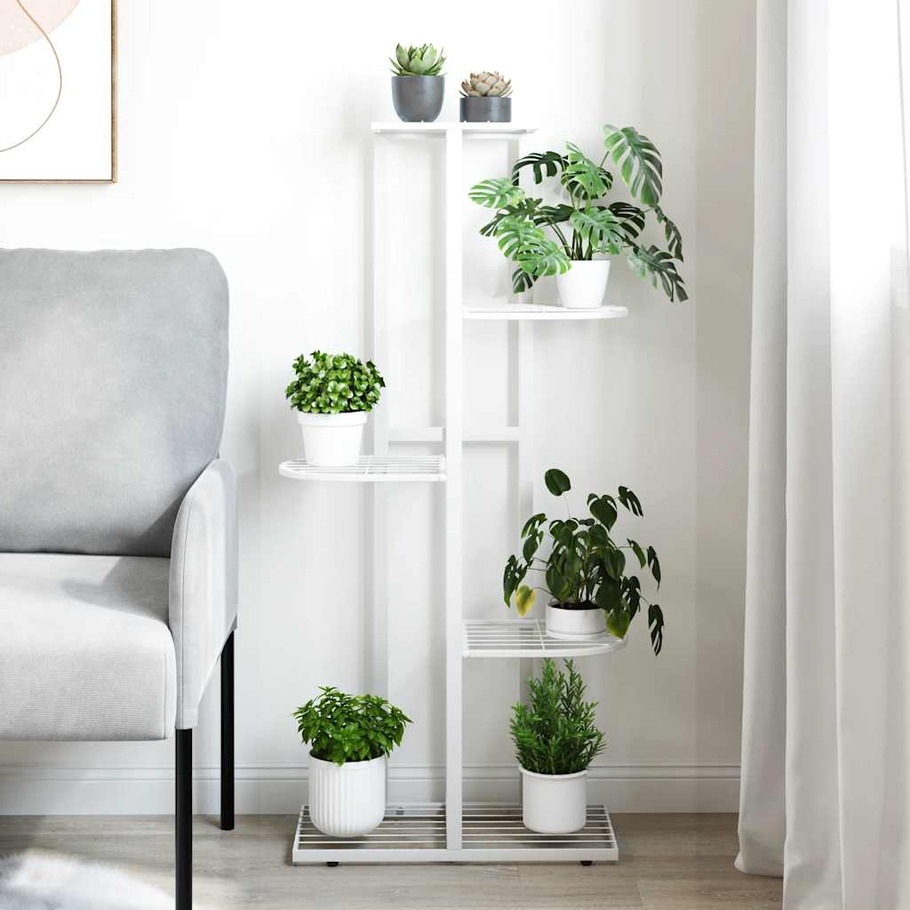 Suporte de vasos c/ 5 prateleiras 43x22x98 cm metal branco
