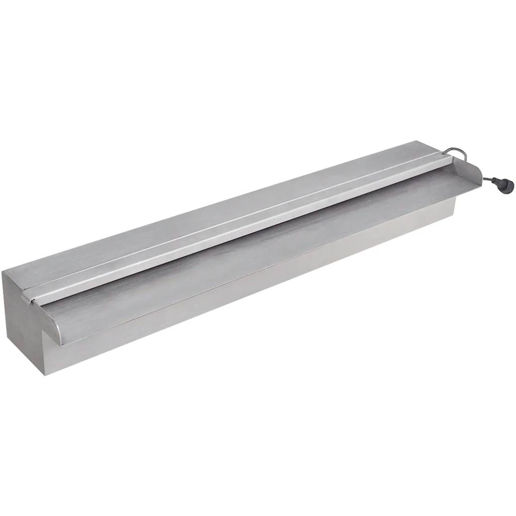 Fonte para piscina retangular com leds 60 cm aço inoxidável
