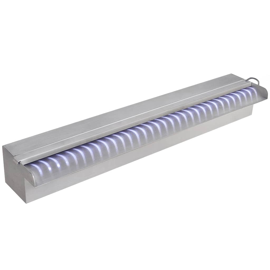 Fonte para piscina retangular com leds 60 cm aço inoxidável