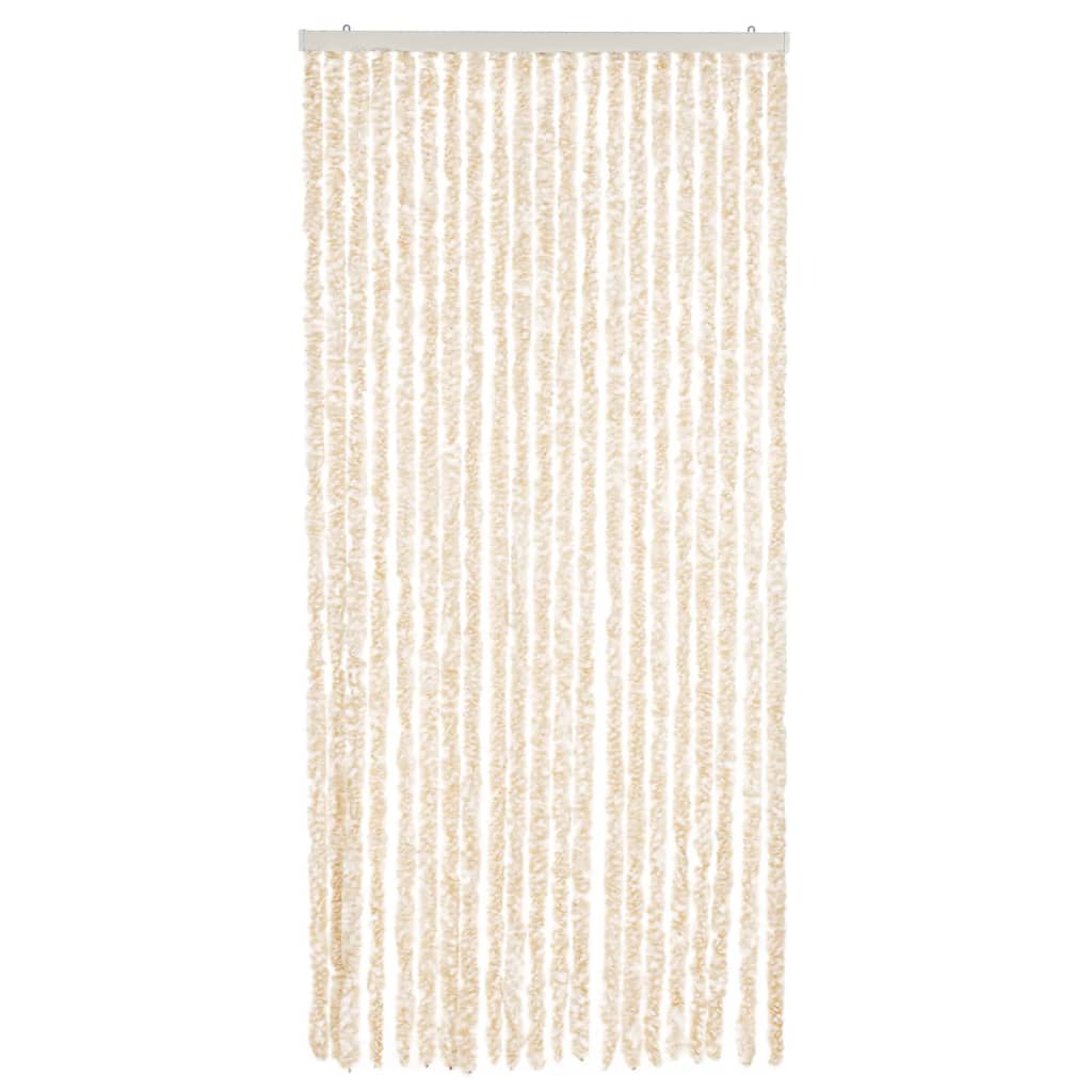 Cortina anti-insetos 90x220 cm chenille bege e branco
