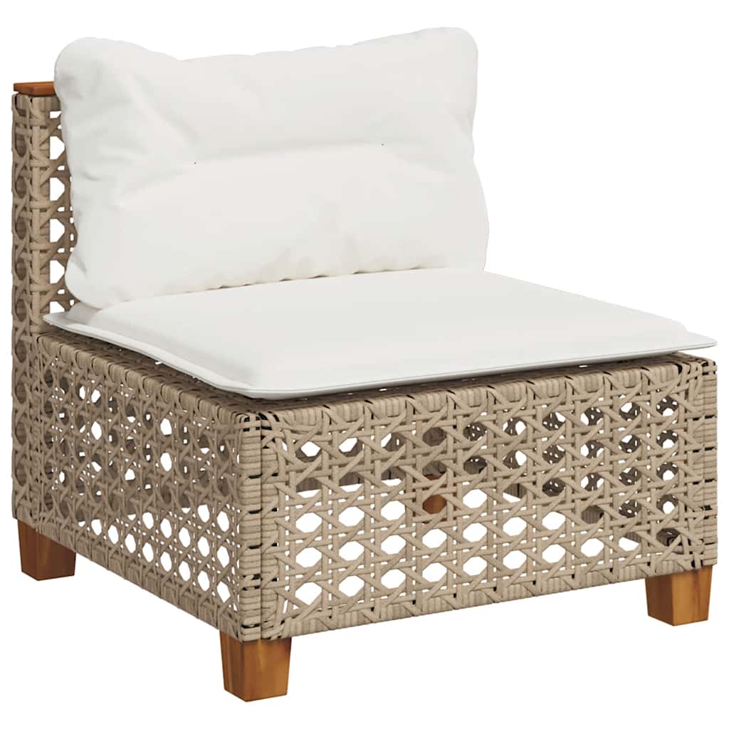 8 Pcs conjunto de sofás p/ jardim com almofadões vime PE bege