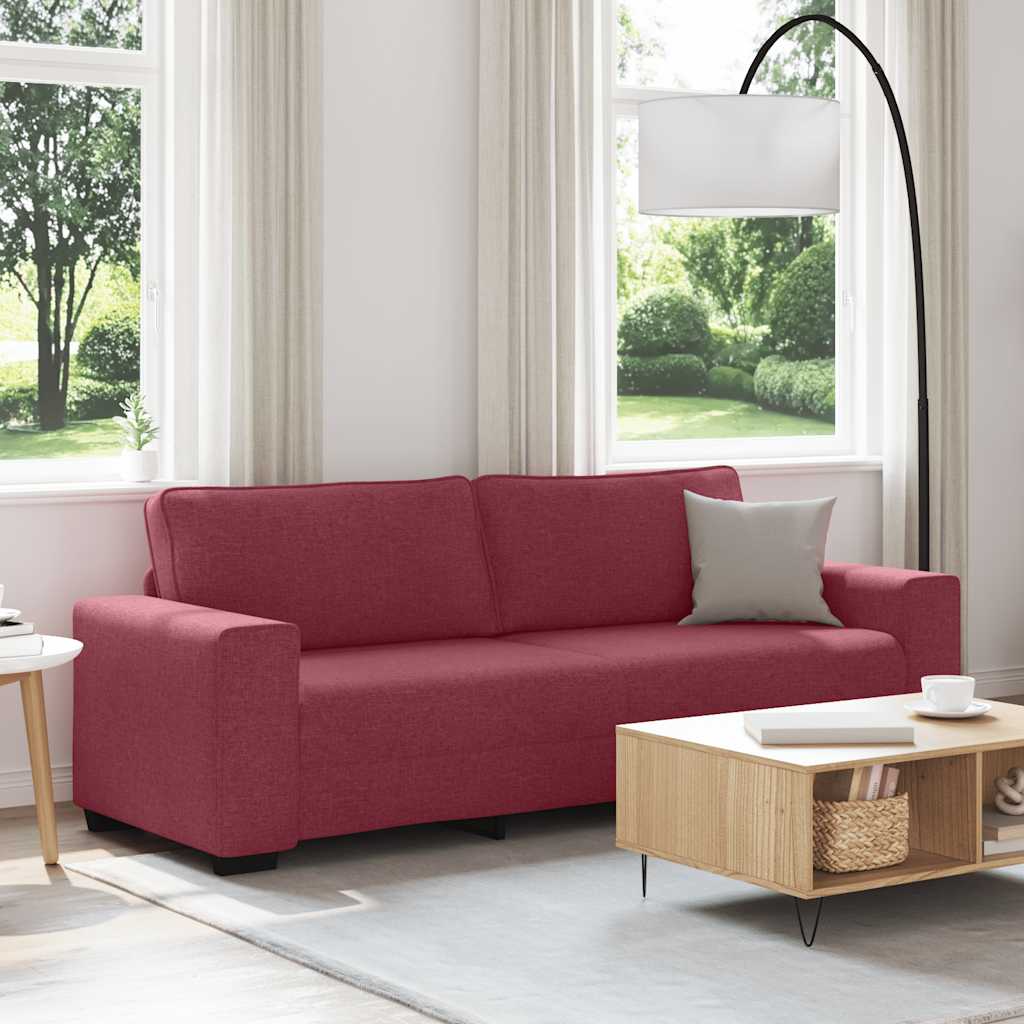 Sofá de 3 lugares tecido 220x77x82 cm vermelho tinto