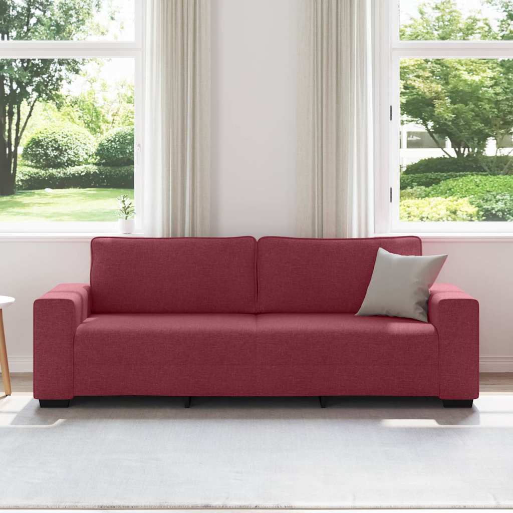 Sofá de 3 lugares tecido 220x77x82 cm vermelho tinto