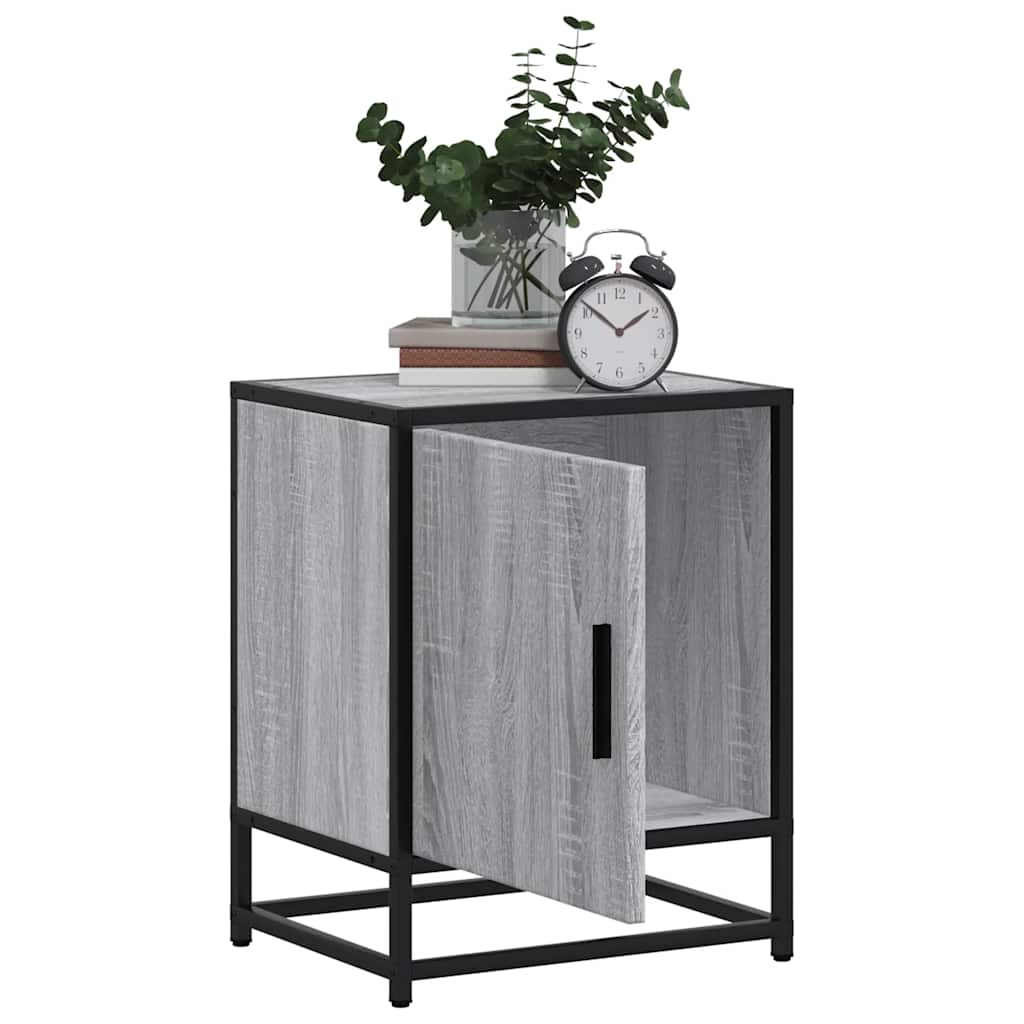 Mesa de cabeceira sonoma 40x31x50 cm madeira e metal cinzento