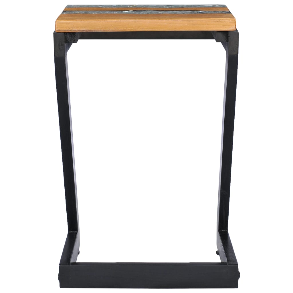 Mesa de centro 30x30x50 cm madeira de teca maciça e poliresina