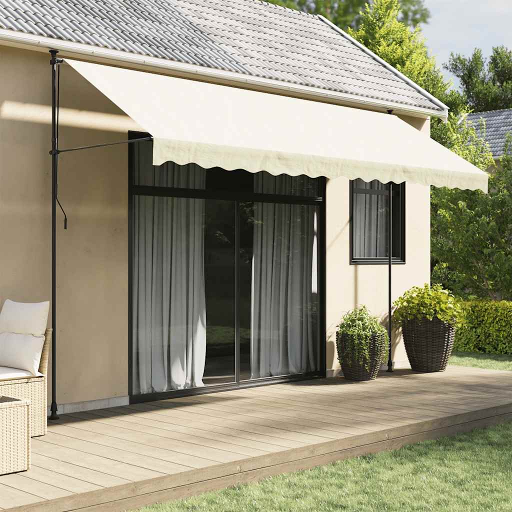 Toldo retrátil 400x150 cm tecido e aço cor creme