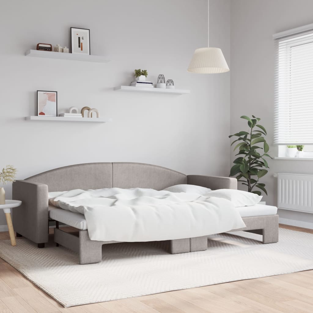 Sofá-cama com gavetão 80x200 cm tecido cinzento-acastanhado
