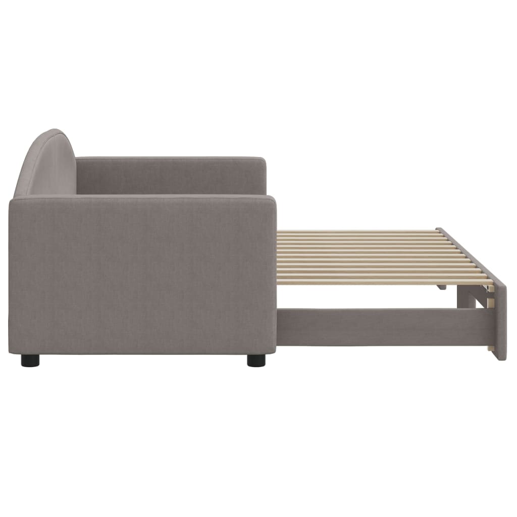 Sofá-cama com gavetão 80x200 cm tecido cinzento-acastanhado