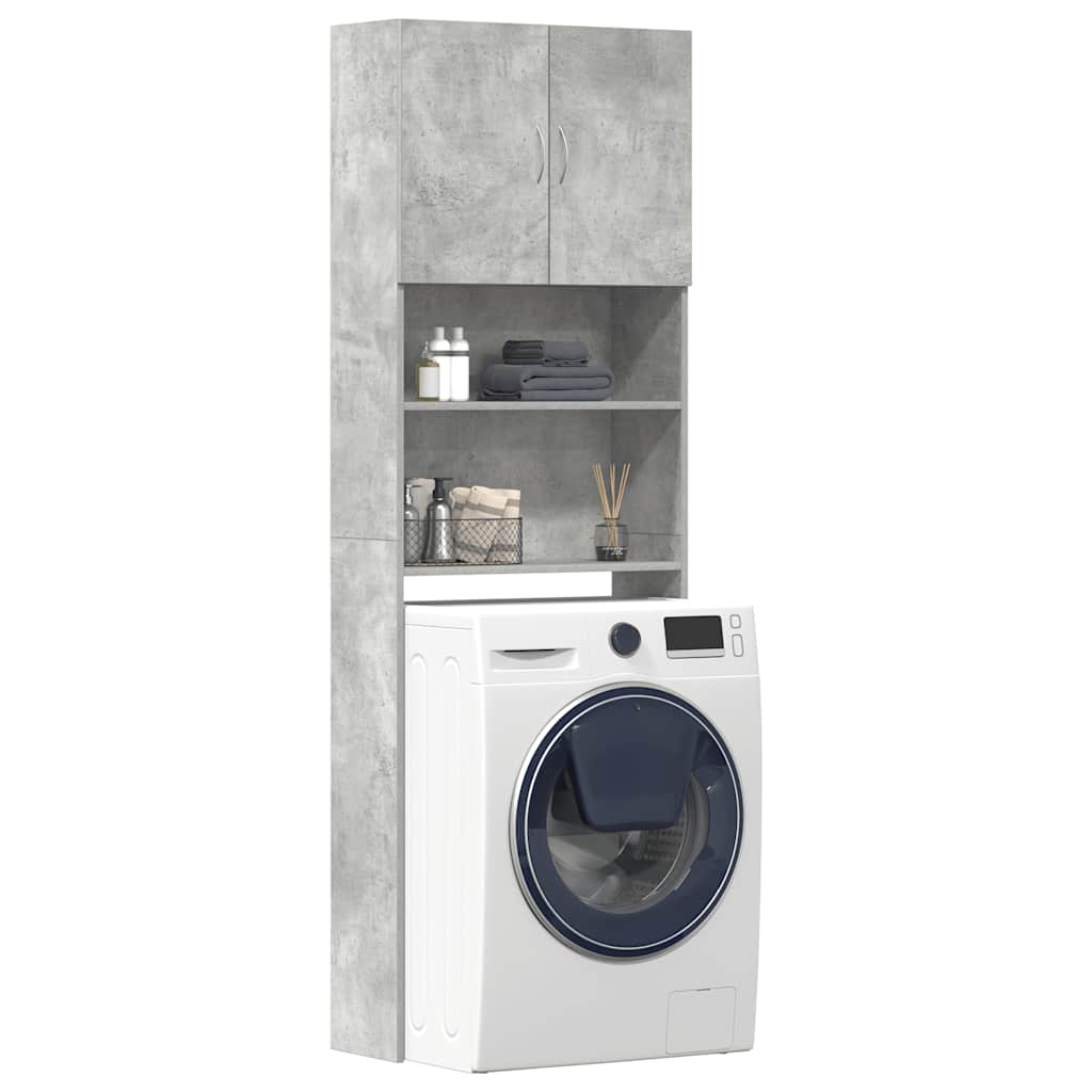 Armário máquina lavar roupa derivados madeira concreto cinza