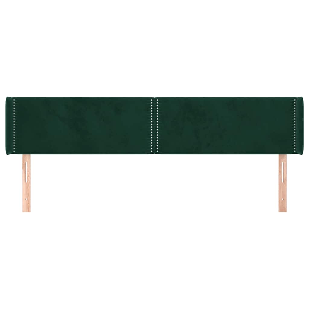 Cabeceira de cama c/ abas veludo 203x16x78/88cm verde-escuro